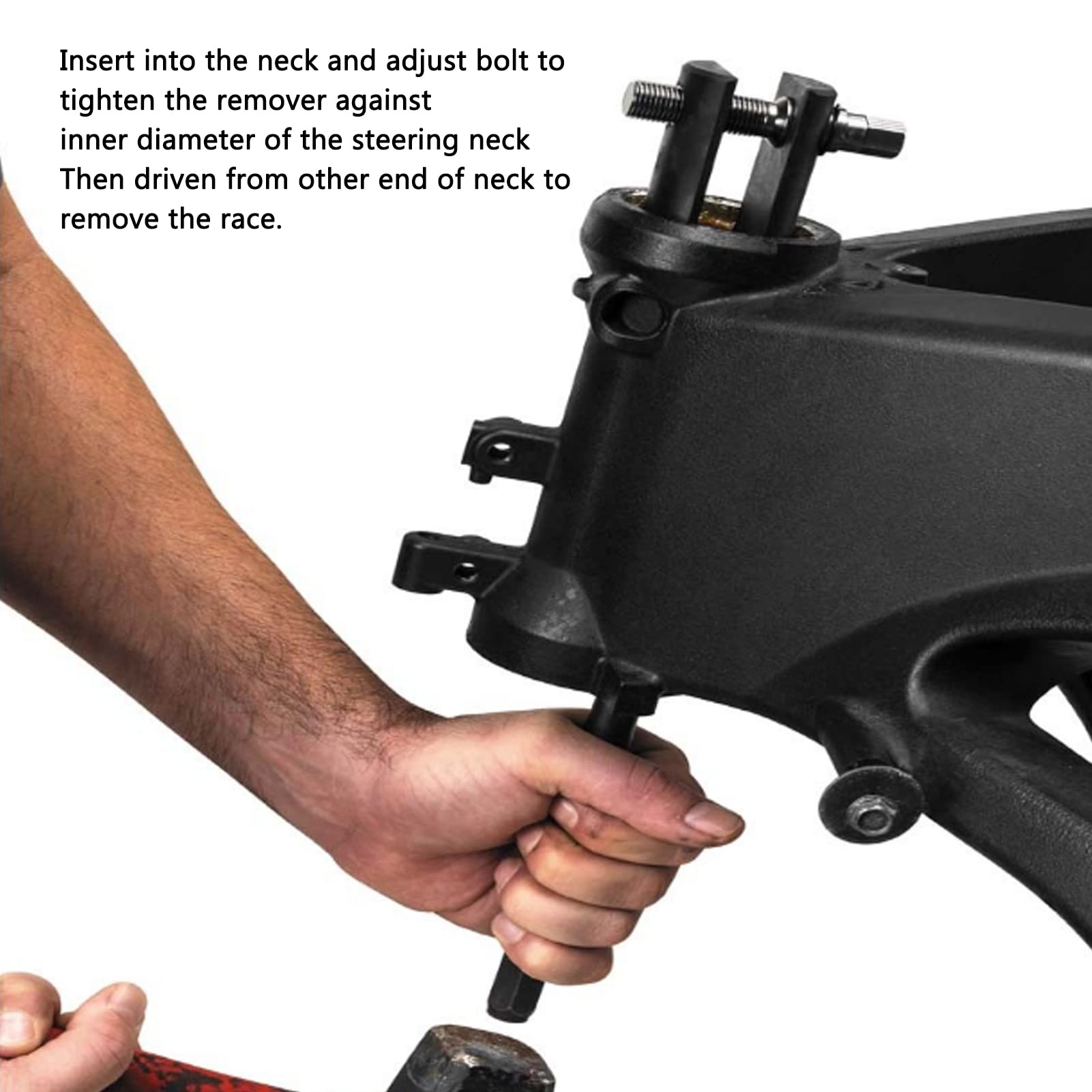 Dispositivo di Rimozione della Pista del Cuscinetto del Collo dello Sterzo per Moto, Attrezzo Universale per Estrattore della Pista del Cuscinetto del Collo per Piste ID da 1-1/8