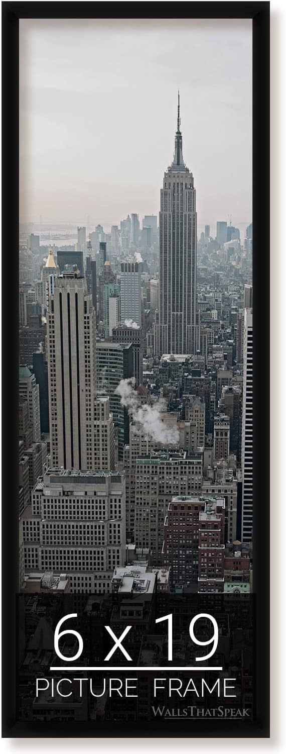 wallsthatspeak 6x19 Black Picture Frame for Puzzles Posters Photos or Artwork