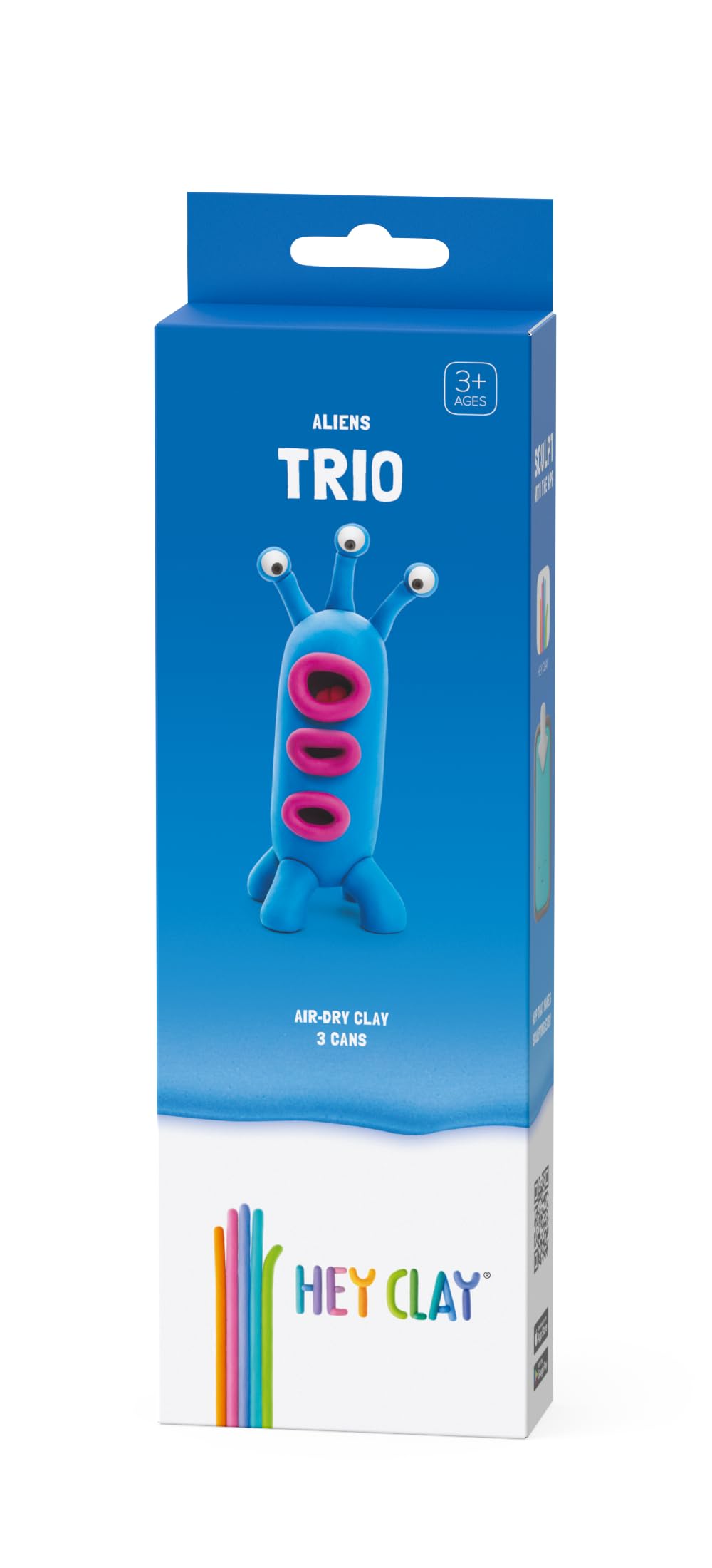 Hey Clay - DIY Trio Plastic Creative Modelling Air-Dry Clay For Kids 3 Cans
