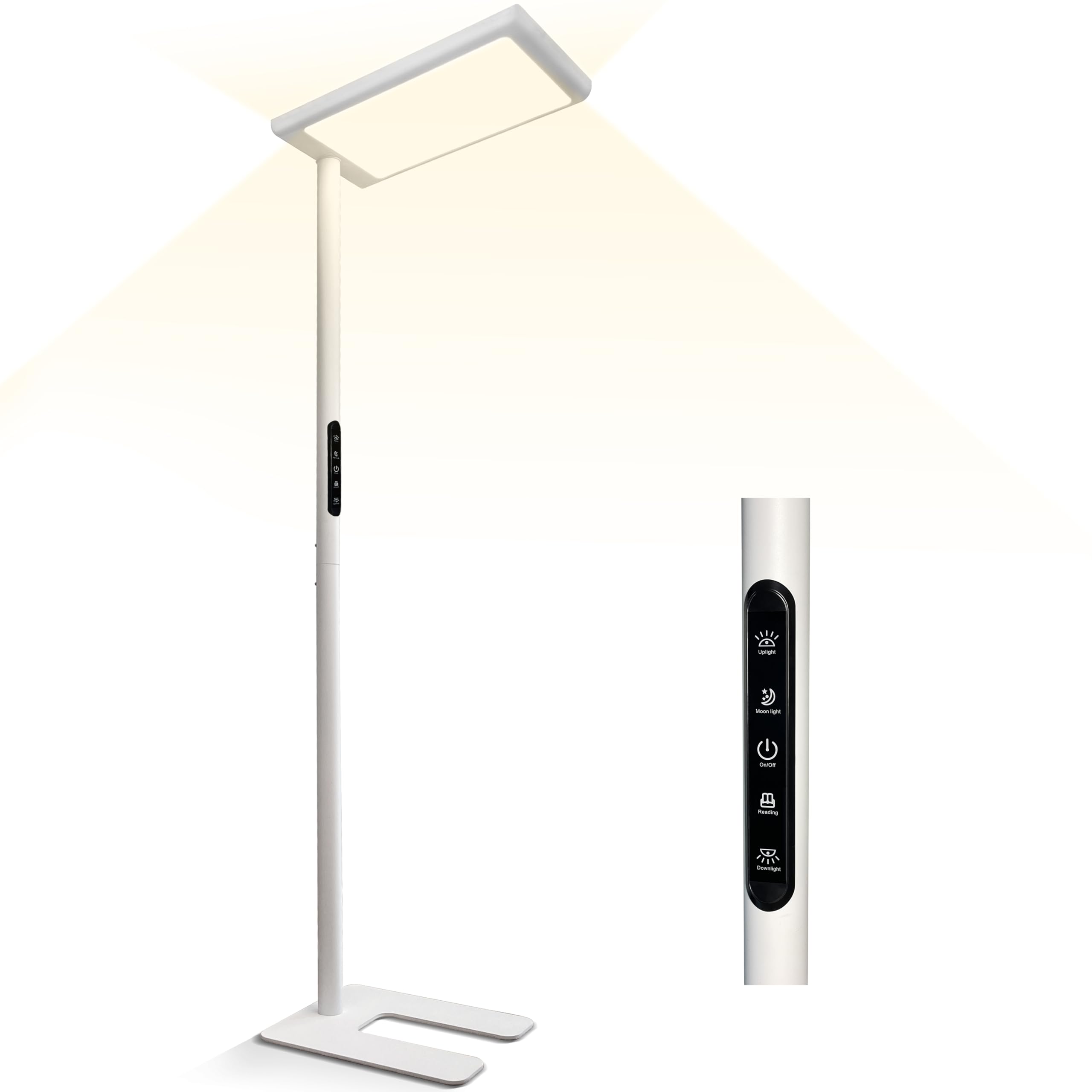 ShineMuse LED Stehlampe Büro,Tageslicht Bürolampe UGR<16 CRI>98,Vollspektrum Stehleuchte dimmbar,60W+50W Augenschutz Deckenfluter,Neutralweiß 4000K Standleuchte Office Leselampe Kinderzimmer