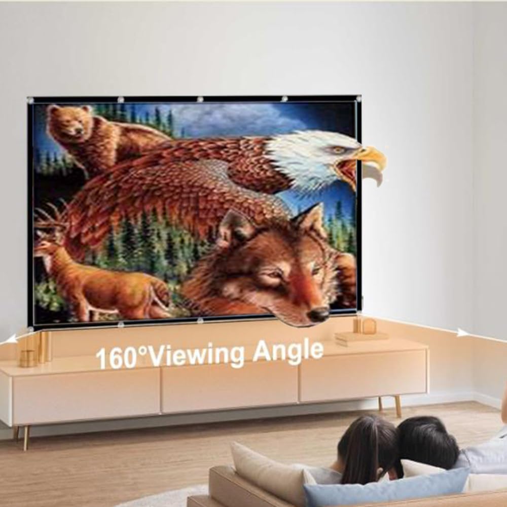 Pieghevole Telo Proiettore Anti Rughe 100" 120" Grande Schermo Proiettore, Doppia Faccia Schermo Cinematografico Lavabile per All'aperto Esterno(84 inch)