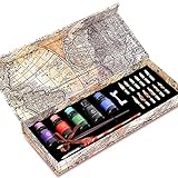 NC Calligraphy Pen Set–Calligraphy Set Includes Wooden Dip Pen, Glass Dip Pen, Penholder, 12 Nibs,...