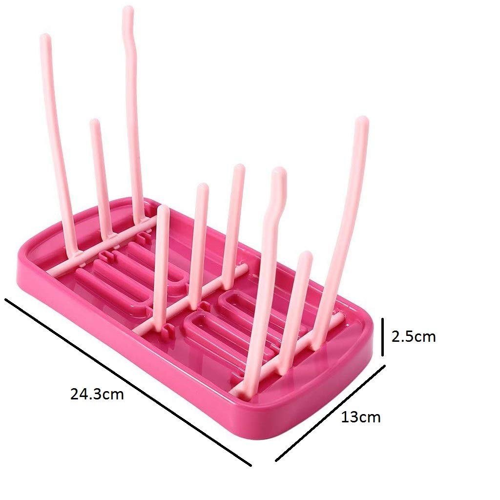 SYGA 4 Pcs Baby Milk Bottle Nipple Straw Brush Sponge Nylon Cleaning Brush Random Color & Foldable Baby Bottle Drying Racks Feeding Cup Nipple Storage Shelf Stand Holder (Pink), 1 Piece 4