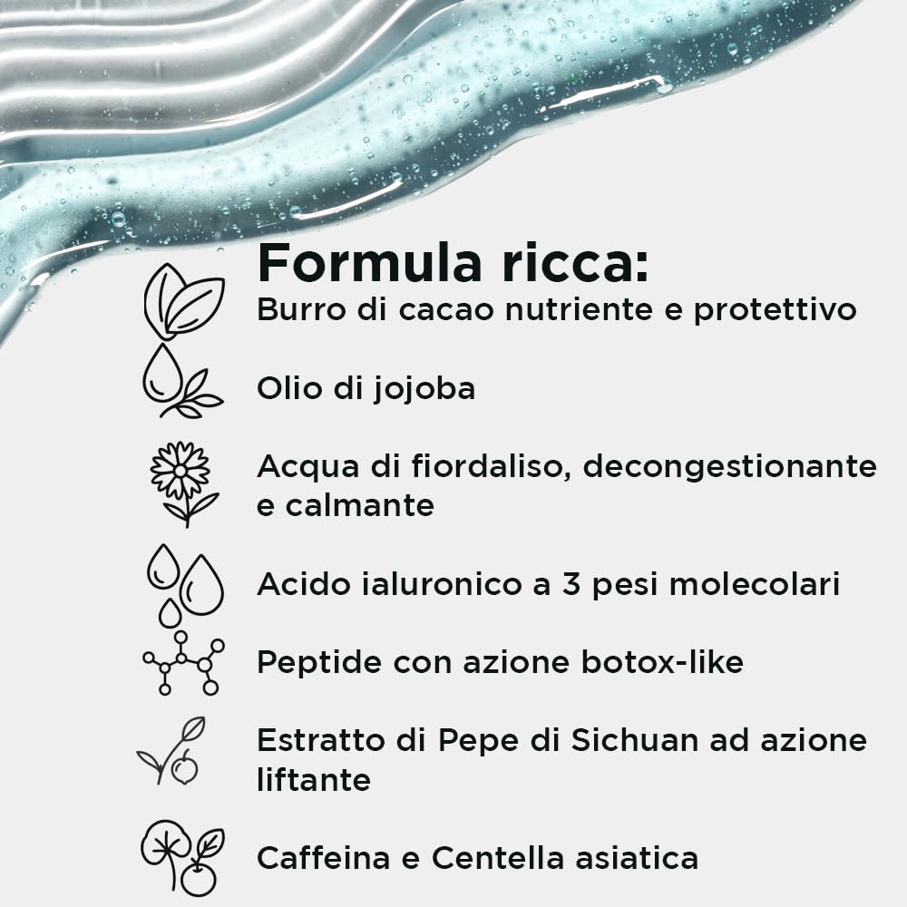 Hevoluta Eyes&Smile Crema Contorno Occhi e Labbra Antirughe, 15 ml | Trattamento Idratante, Burro di Cacao, Acido Ialuronico, Peptidi, Specifico per Codice a Barre, Made in Italy