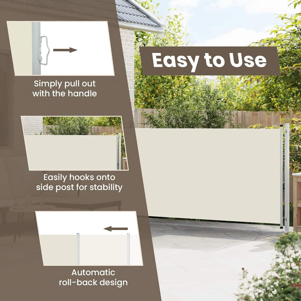 vidaXL Tenda Laterale Retrattile per Patio 140x600 cm Crema