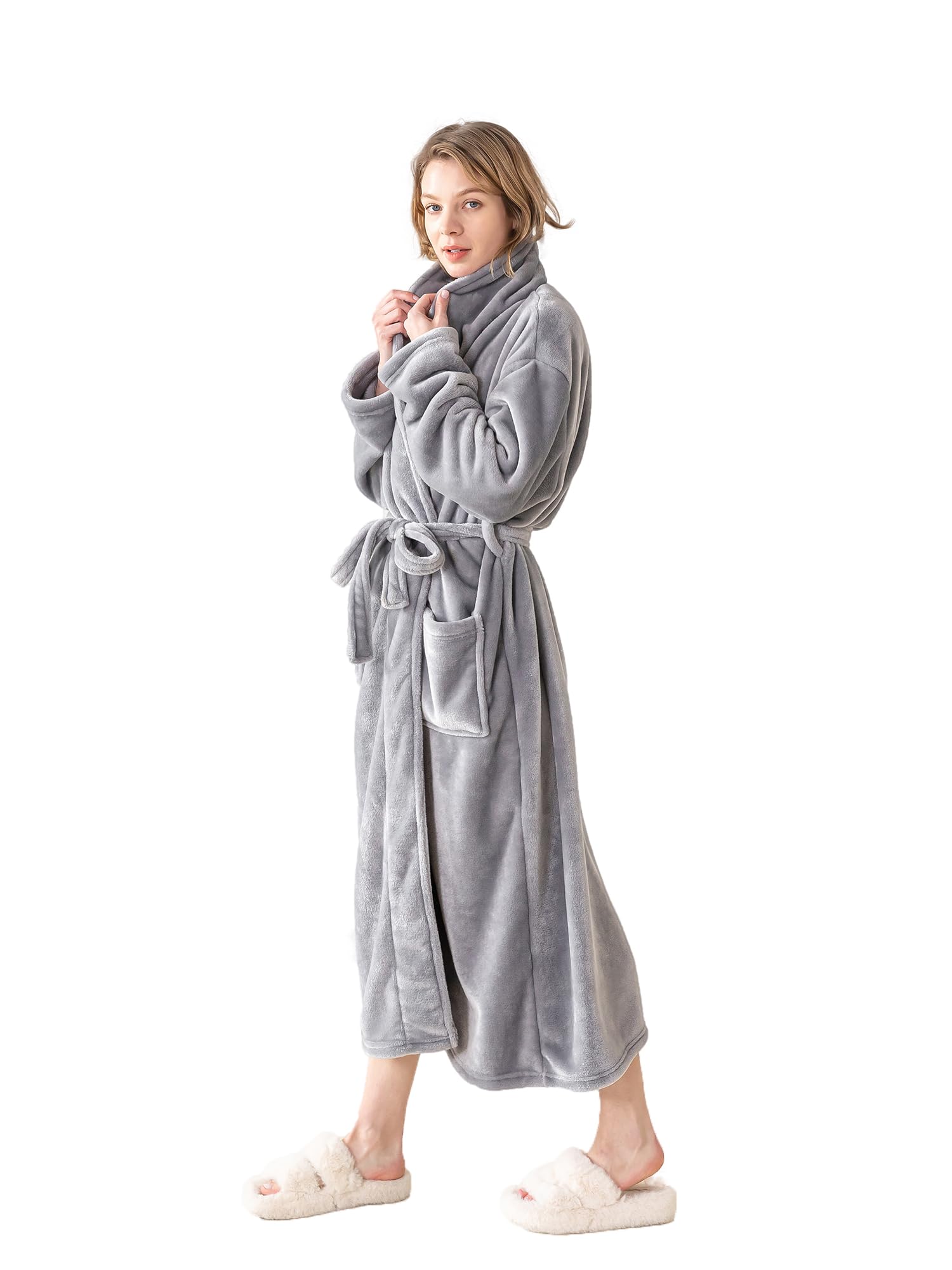 KORBLISS Robes for Women – Premium Plush Fleece Long Bathrobe for Women with Shawl Collar, Soft Warm Womens Robe