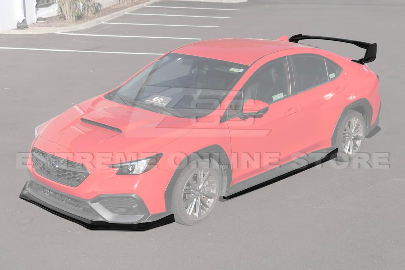 Replacement for 2022-Present Subaru WRX Models | JDM ChargeSpeed Style ABS Plastic Exterior Front Splitter Lip Side Skirts & Rear Spoiler Wing Body Kit (Glossy Black)