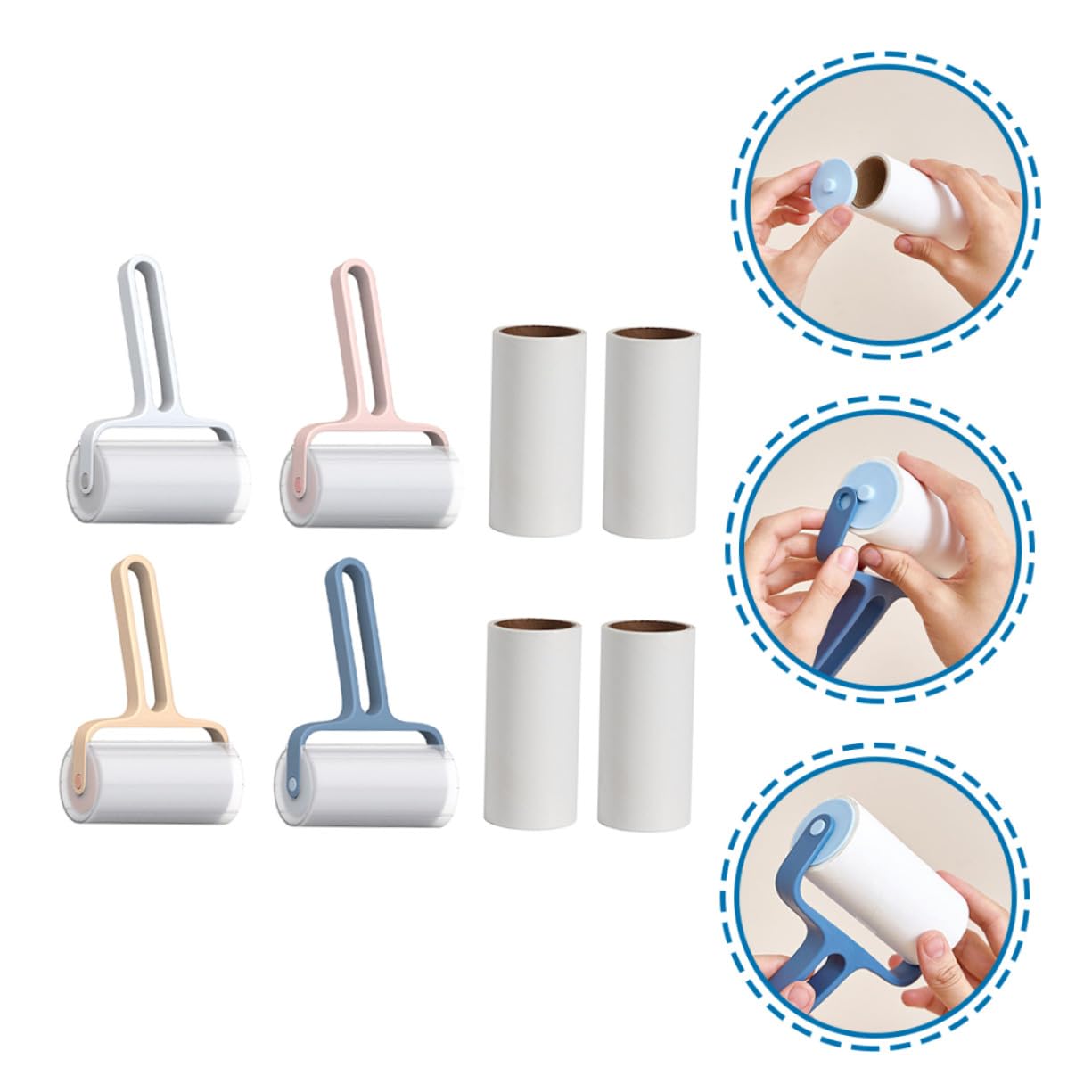 Fusselrolle Tierhaarentferner Selbstreinigend Mit Abnehmbarem Roller Ersatzset 8 Stück Für Kleidung Teppich Sofa Haustiere