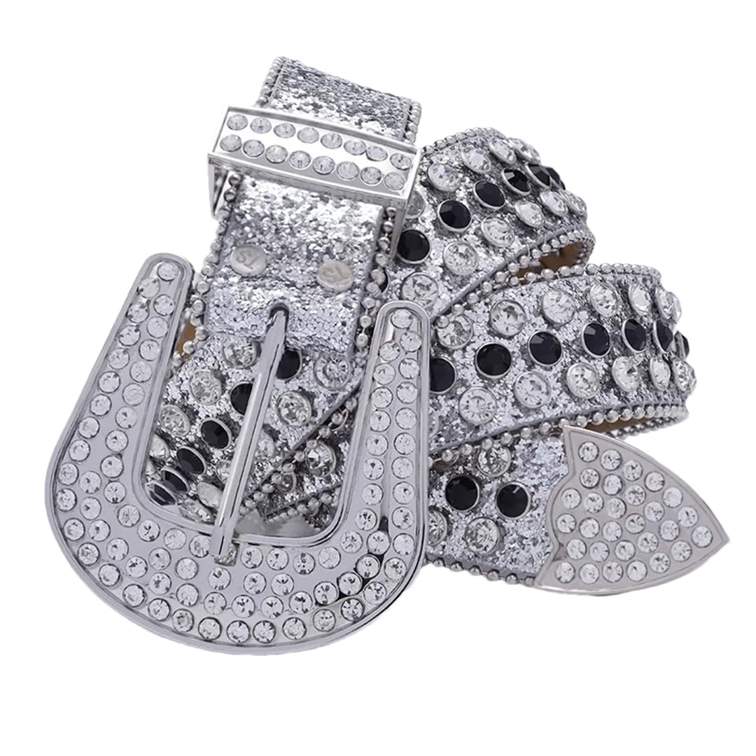 Women’S Stylish Rhinestone Studded Belt Soft Leather Waistband With Diamond For Casual Hip Hop Rock Outfits