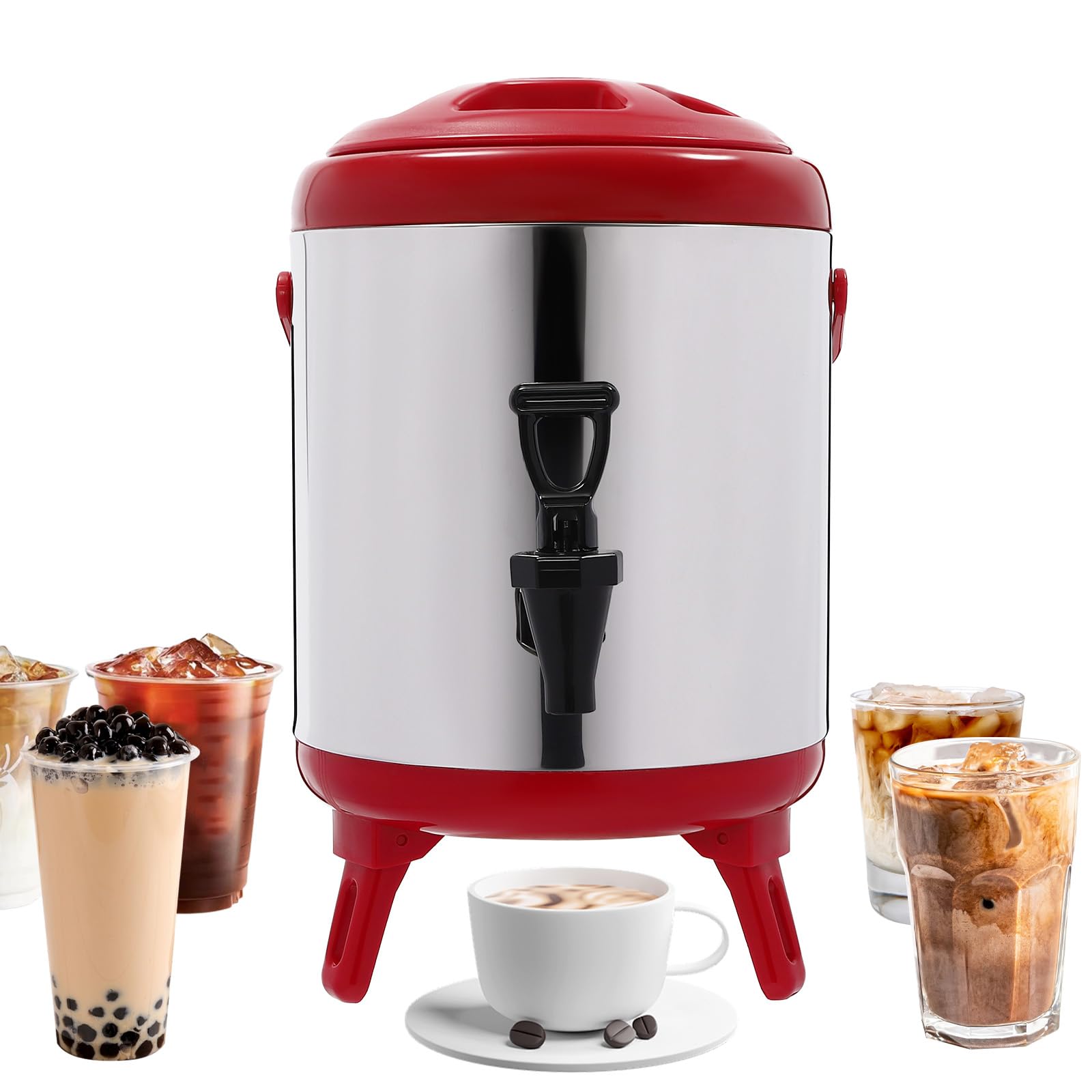 Stainless Steel Insulated Bucket, Insulated Beverage Dispenser, Portable Hot Water Dispenser, 6L Capacity, Suitable for Restaurants, Bubble Tea Outlets and Coffee Shops