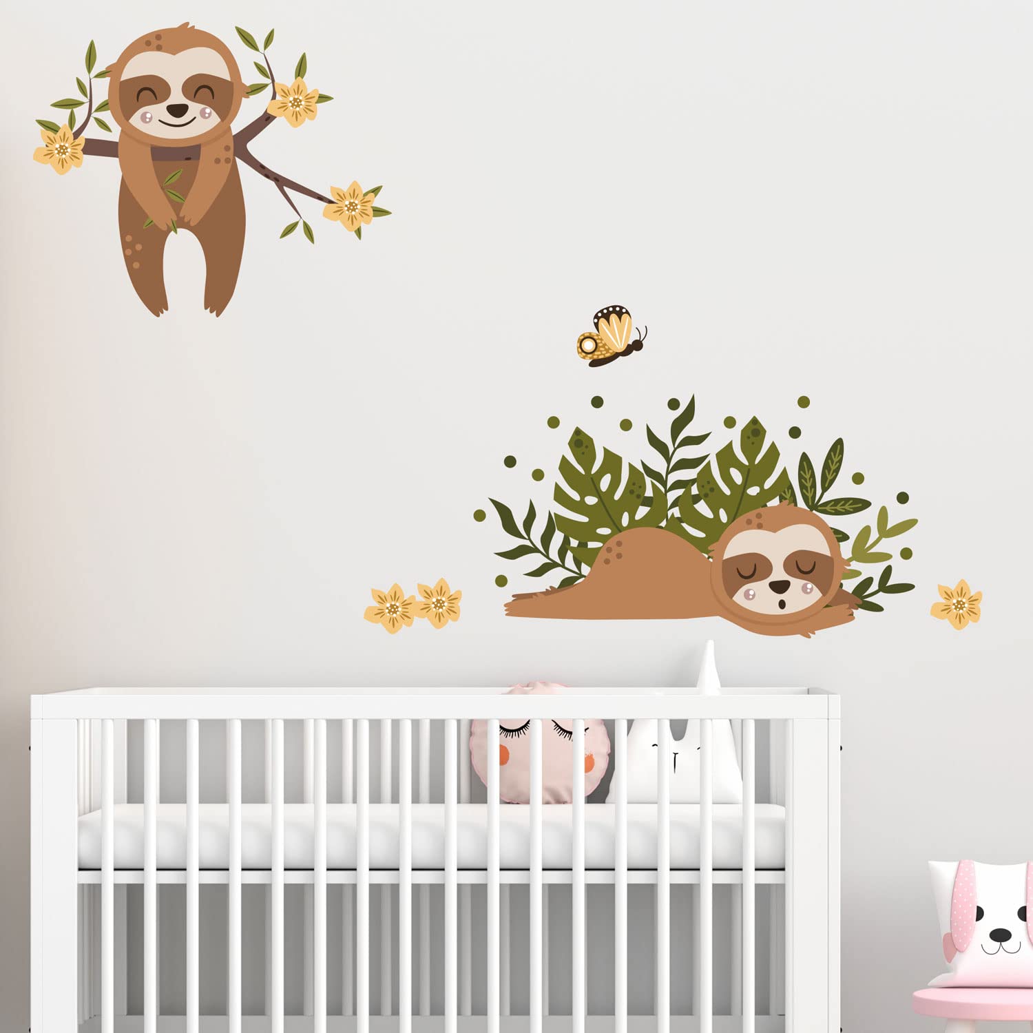 Stickerscape Sloth Wall Sticker (Sloth Friends) | Jungle Wall Stickers for a Children's Bedroom or Nursery | Easy to Apply and Cleanly Removable
