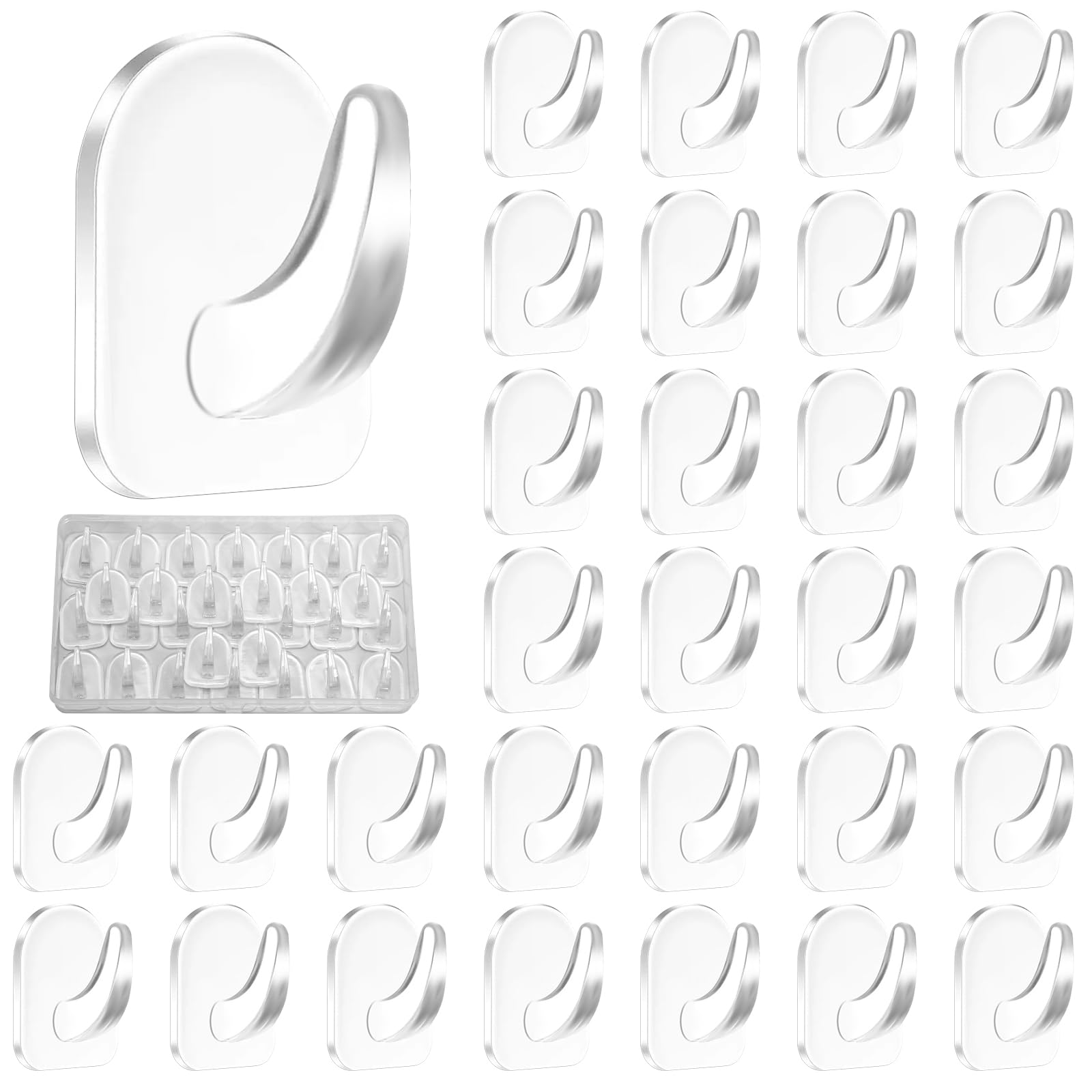 MENUY 30 ganci adesivi extra forti, portasciugamani senza foratura, carico massimo 5 kg, in acciaio inox, autoadesivi, per cucina, bagno, ufficio, toilette