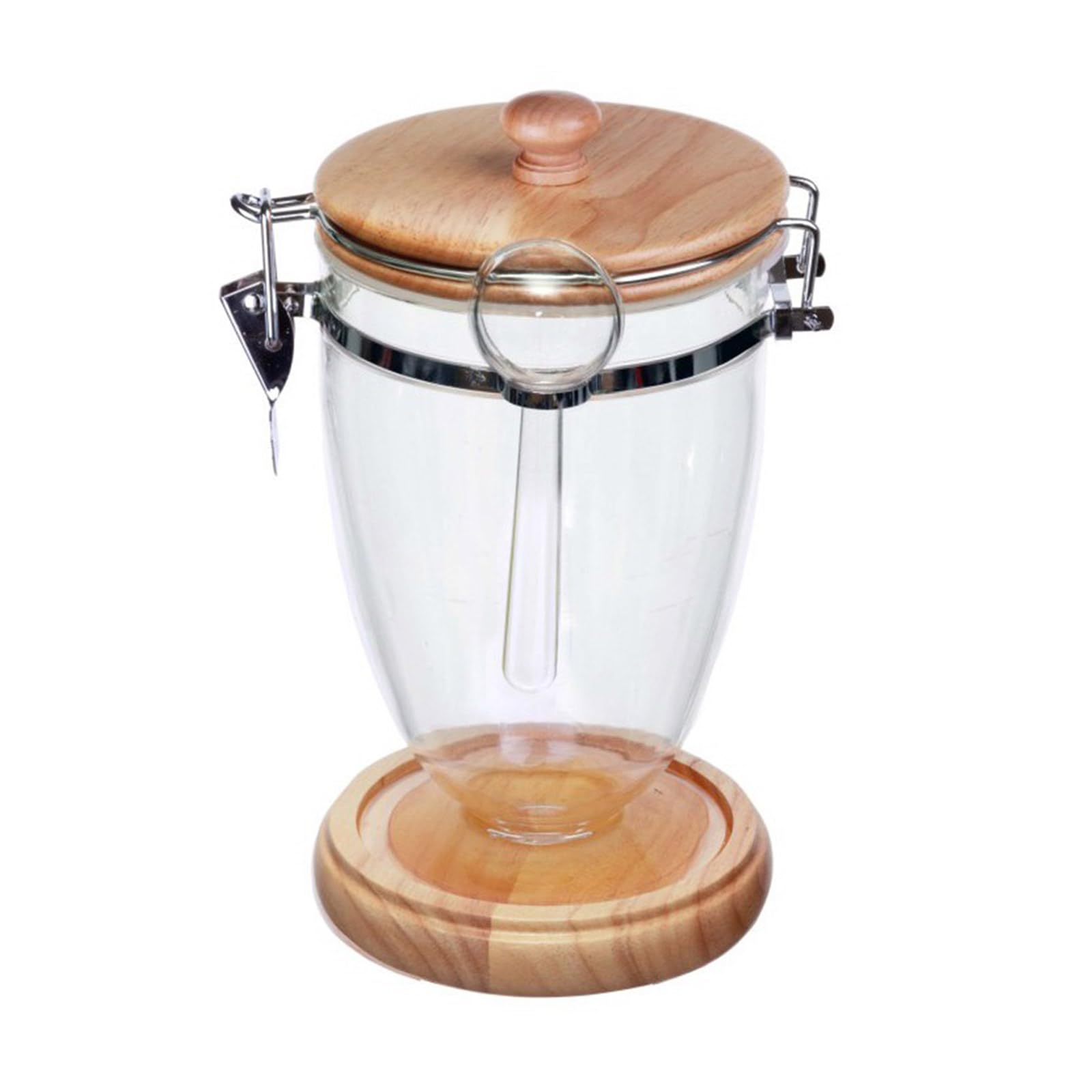 Tsophreniq Airtights Sealed Storage Jar for Coffee and Dry Goods Featuring Acrylic Body and Wood Lid Coffee Storage Jar with Spoon
