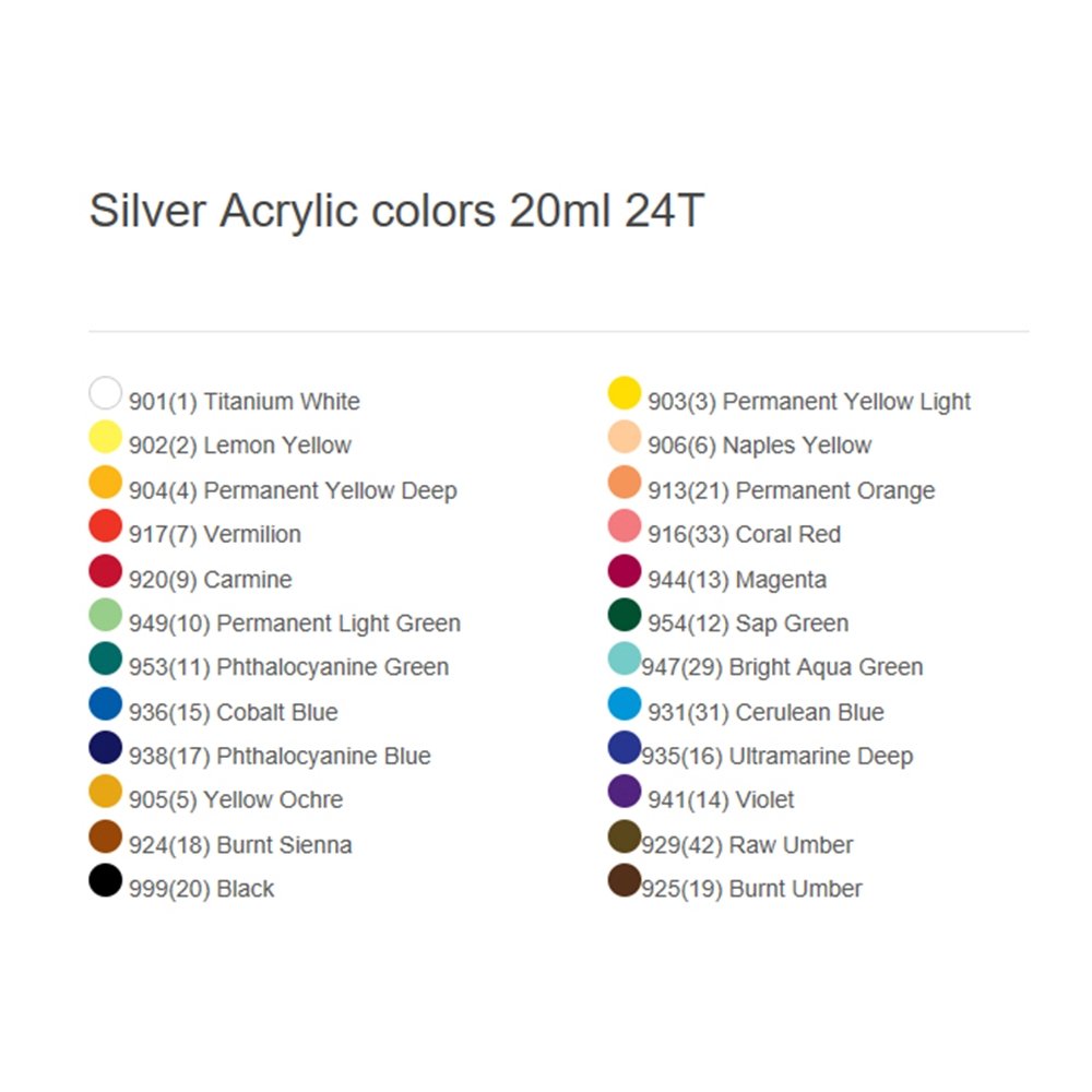Alpha Silver Label Acrylfarben-Set (20 ml, 24 Farben)