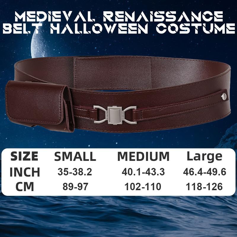 Adult Medieval Knight Leather Belt Costume Renaissance Steampunk Belts Waist Bag Halloween Accessories for Men3