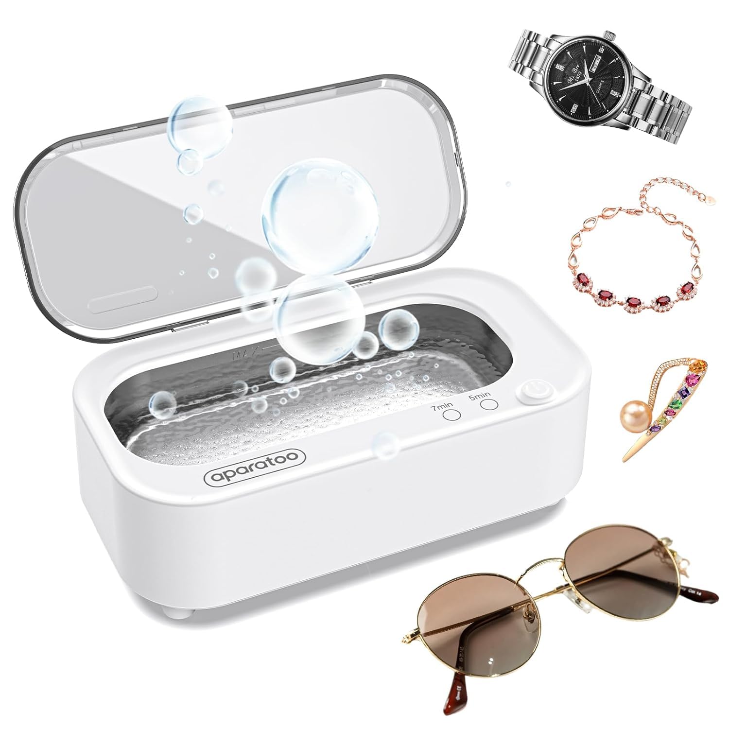 Nettoyeur Ultrasons Lunettes, 48KHz Nettoyeur Ultrason Bijoux avec 2 Modes de Réglage, 350ml Nettoyeur a Ultrasons Professionnel pour Lunettes, Bagues, Boucles D'oreilles, Colliers, Bracelets, Montre