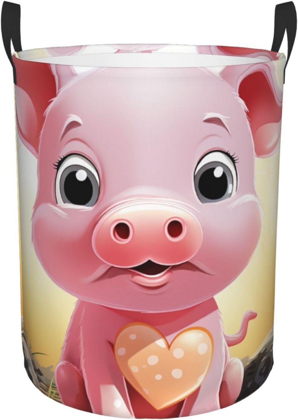 Smiling Laundry Basket With Handles, Foldable Laundry Hamper Oxford Cloth Dirty Clothes Basket Waterproof Clothes Toys Storage Bin Organizer for Bedroom Bathroom Dorm