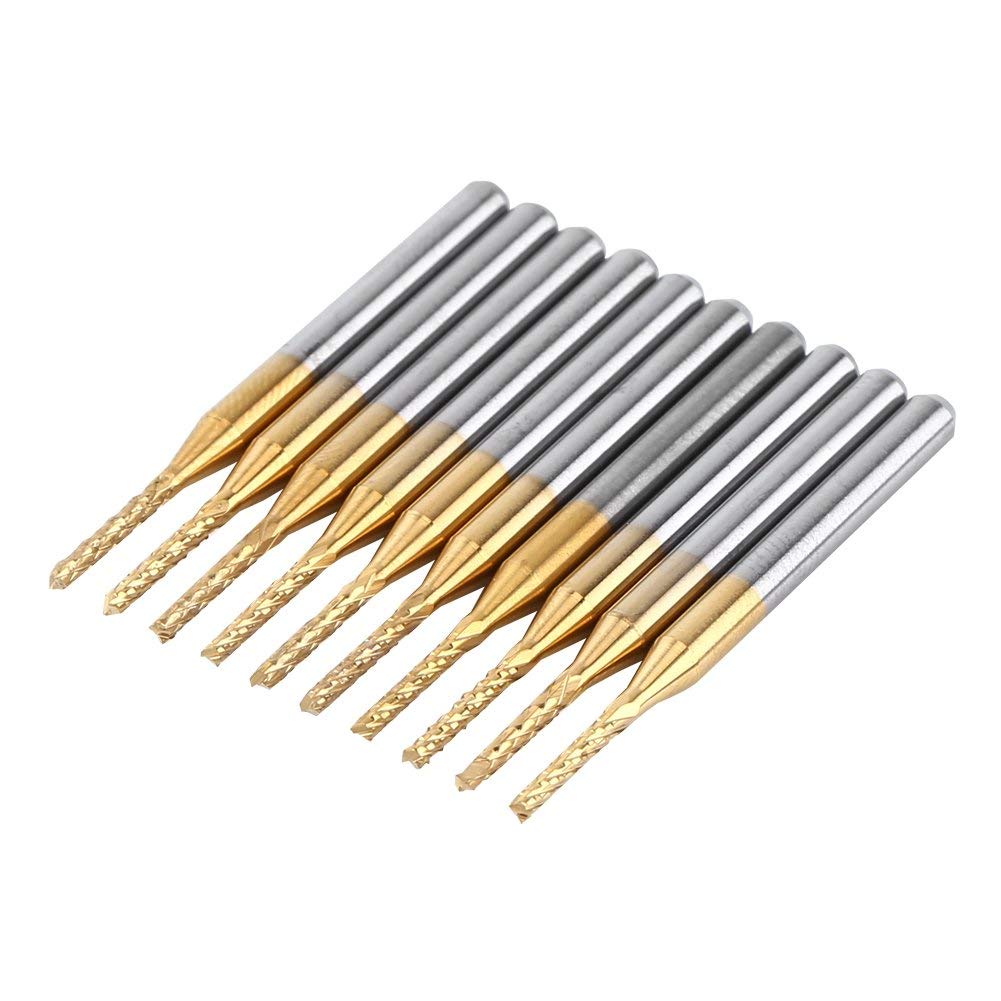 10 Unids 1.5 mm Borde de Corte Molino de Extremo CNC PCB Grabado Poco Tungsteno Recubrimiento 1/8 "Vástago