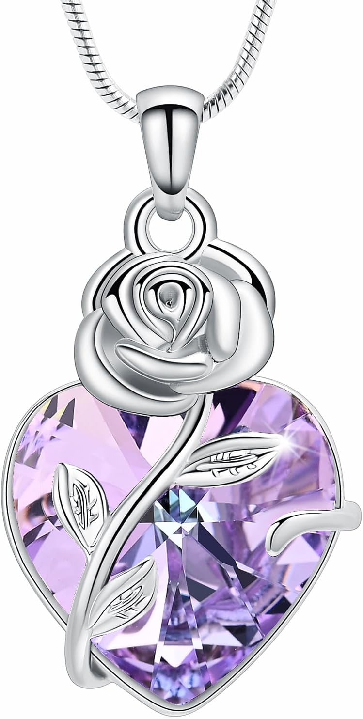 zeqingjw Crystal Heart Cremation Jewelry Flower Urn Necklace for Ashes for Women Human Pet Ashes Holder Pendant Keepsake Urn Memorial Ash Jewelry