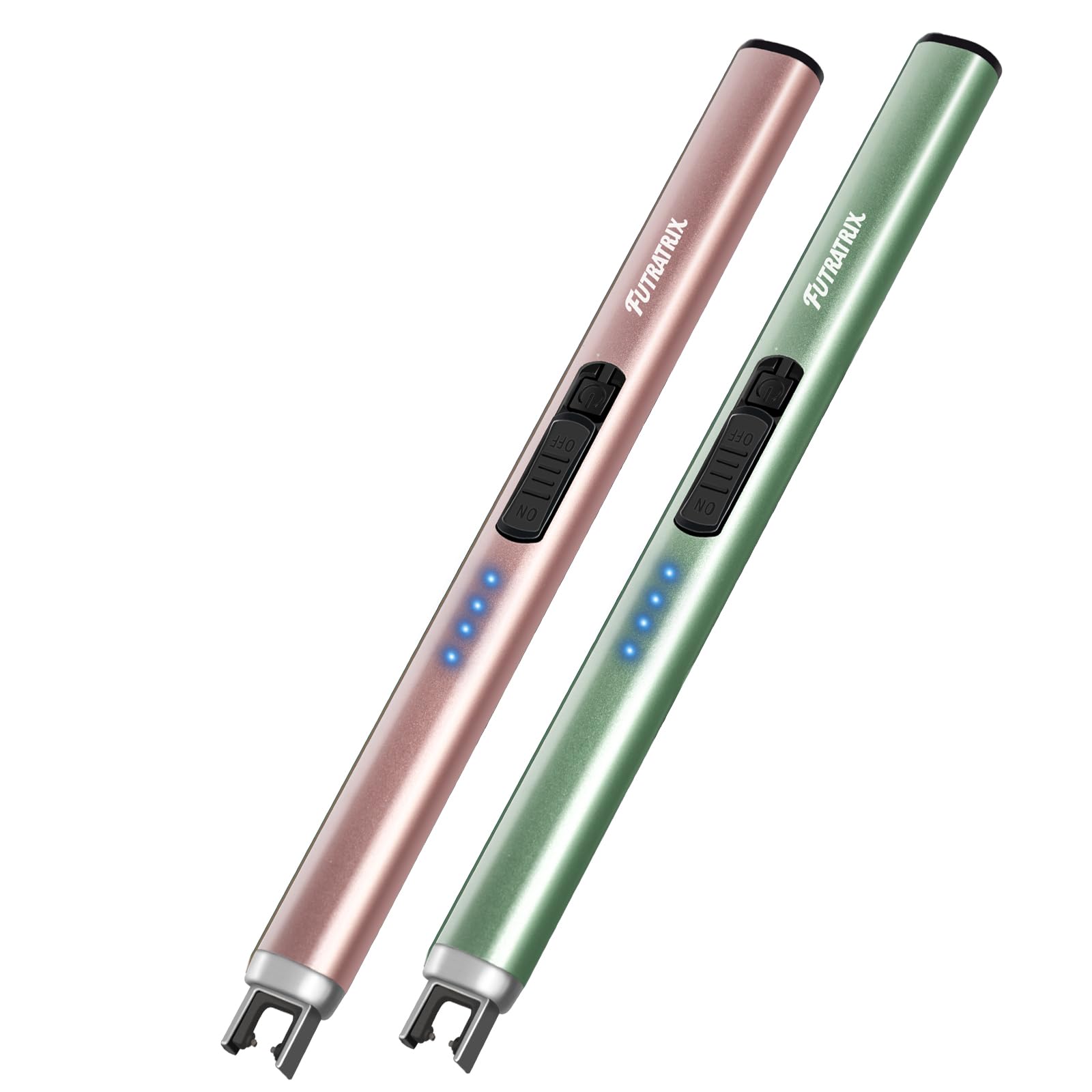 Electric Candle Lighters Arc Windproof Flameless USB Rechargeable Lighter for Cooking BBQs Fireworks 2 Packs Green&Rose Gold-image-39