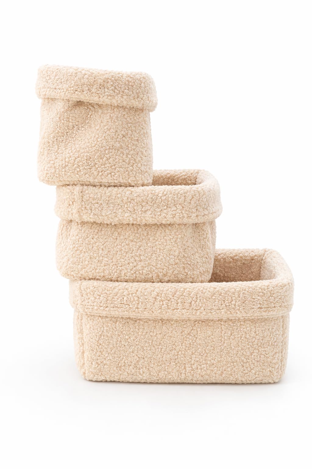 Aufbewahrungskorb Wickeltisch Baby, Körbchen Set 3 Stück, Organizer Wickelkommode, Utensilo Aufbewahrungsbox Badezimmer (BOUCLE_CREME)