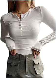 Women's Ribbed Button Sleeve T-Shirt