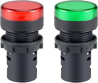 uxcell 2Pcs Red Green Indicator Light AC/DC 24V, 22mm Panel Mount, for Electrical Control Panel, HVAC, DIY Projects