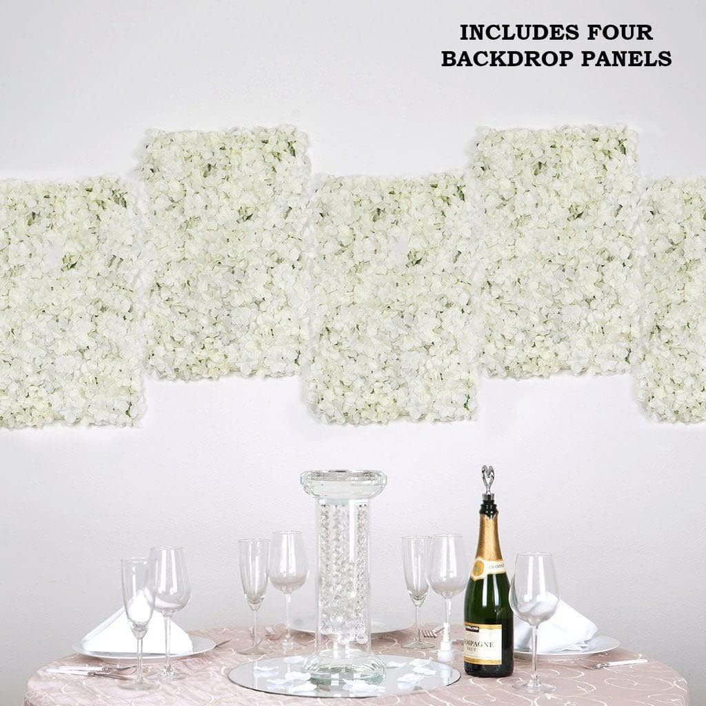 Tableclothsfactory 4 PCS Cream Silk Hydrangea Flower Mat Wall Wedding Event Decor for DIY Centerpieces Arrangements Party Decorations