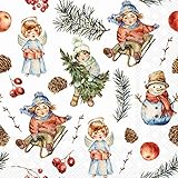 20 Servilletas de Navidad Nostálgicas Niños y muñeco de nieve como decoración de mesa. Servilletas de papel con diseño. También para decoupage y decoupage y decoupage (33 x 33 cm)