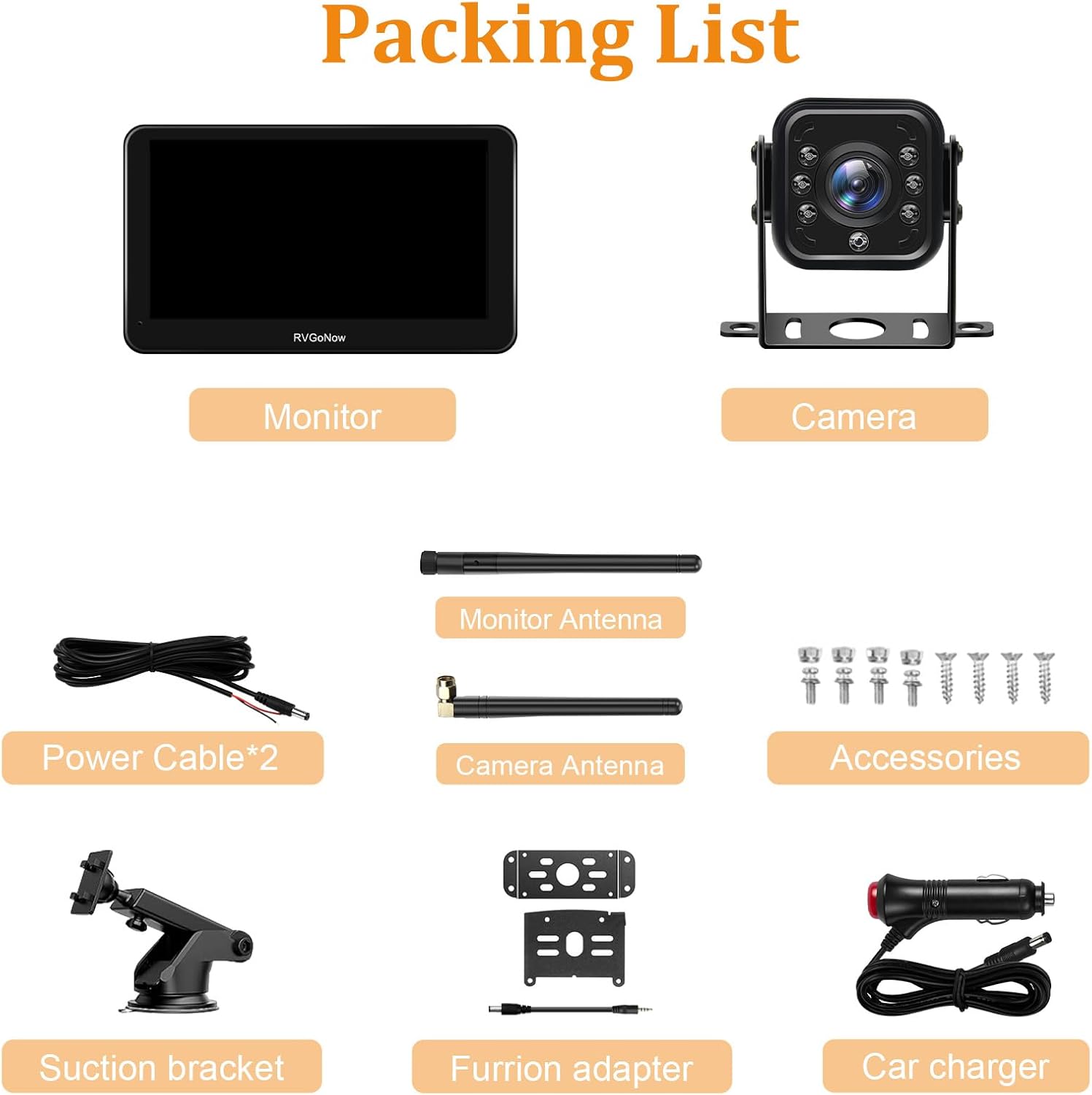 Wireless RV Backup Camera with 7" Touch Screen Monitor, Compatible with Furrion Pre-Wired, 1080P Digital Rear View Cam System for Truck Trailer Camper, 4-Channel Support, Night Vision