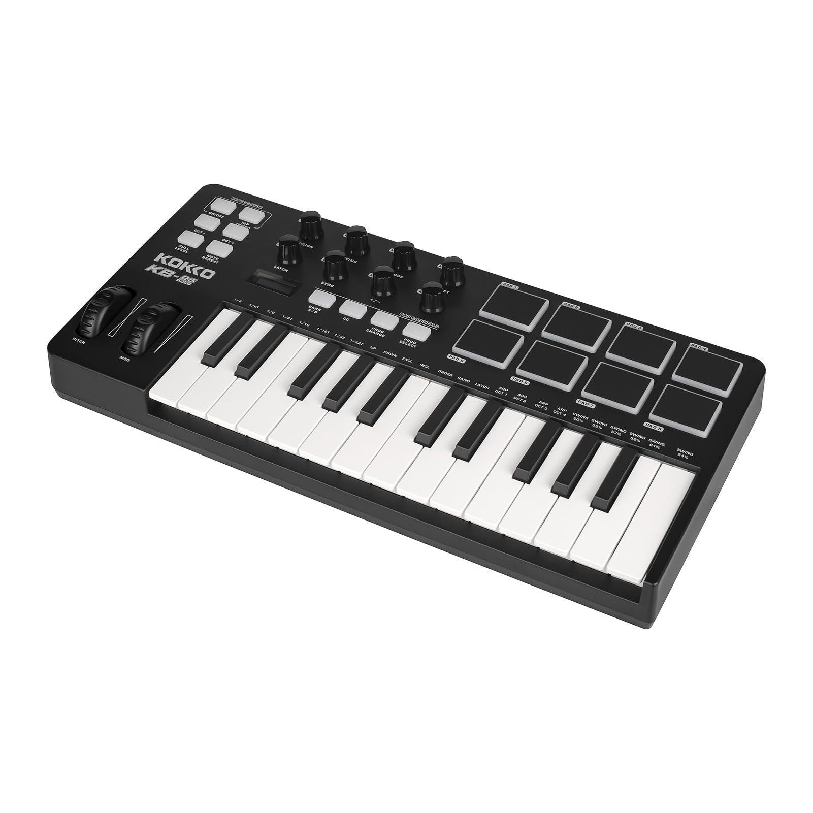 Tastiera Controller MIDI Professionale a 25 Tasti per Produzione Musicale con Funzioni Versatili per Software DAW e Drum Pad, Alimentazione USB, Ideale Appassionati di Musica e Produttori,