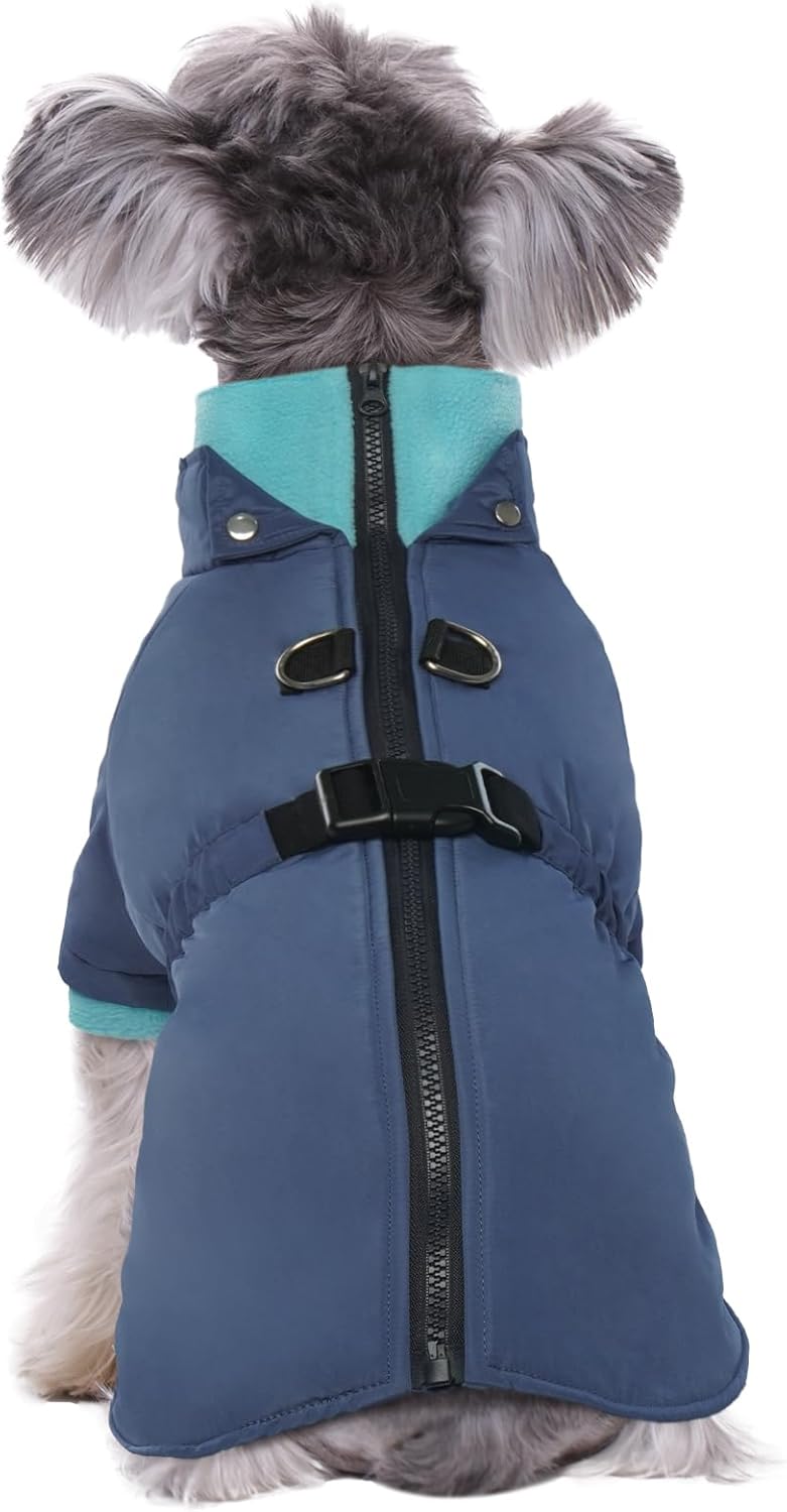 Kuoser Dog Coat Warm Dog Jacket with Harness Built in, Windproof Dog Cold Weather