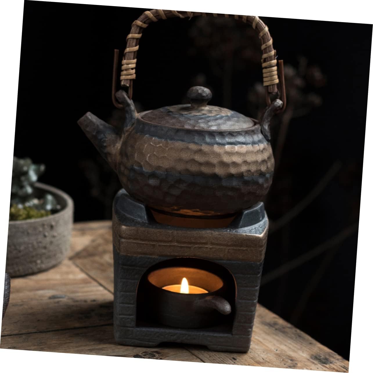 Retro Tea Warmer Ceramic Teapot Heater for Loose Leaf Tea Home Office Decor
