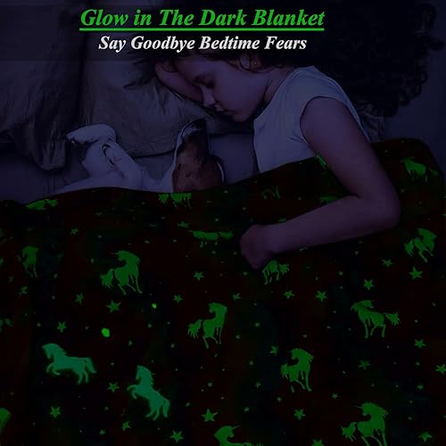 Miniatura 2 de Regalos de unicornio para niñas y niños, manta de unicornio que brilla en la oscuridad, manta de unicornio para niños de 3 a 12 años, cumpleaños,