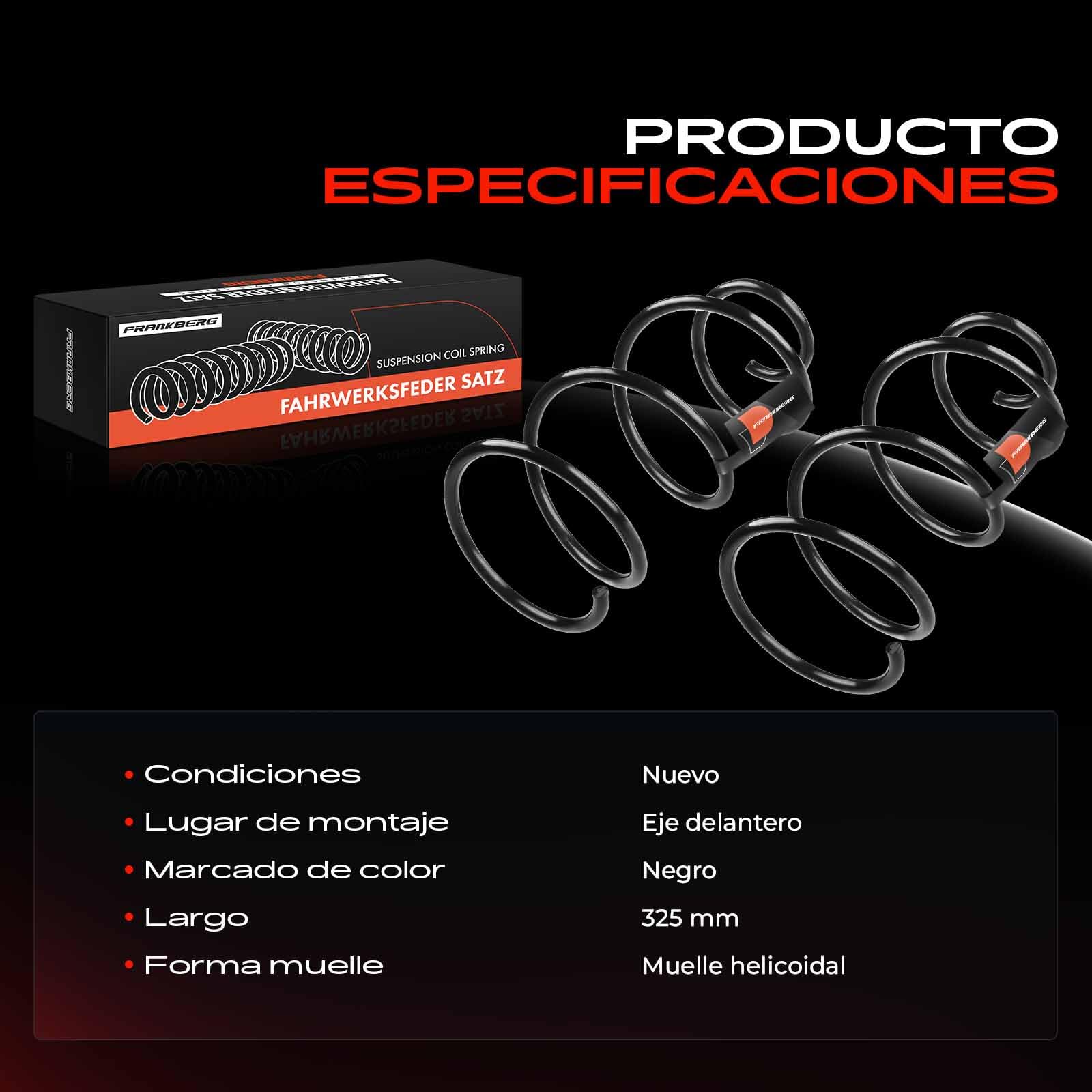 Frankberg 2 muelles de suspensión para eje delantero 98612401 | Compatible con: Seicento/600 187