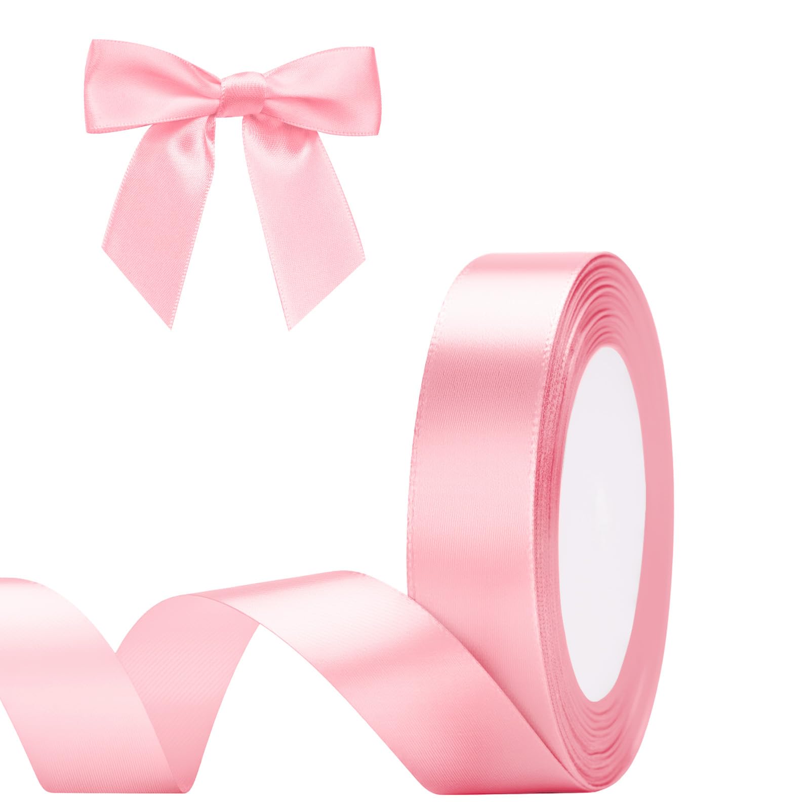 G2PLUS Baby Pink Satin Ribbons 10mm: Thick Fabric Gift Wrap Ribbons for Crafting, Party Decoration, 22m — view 41