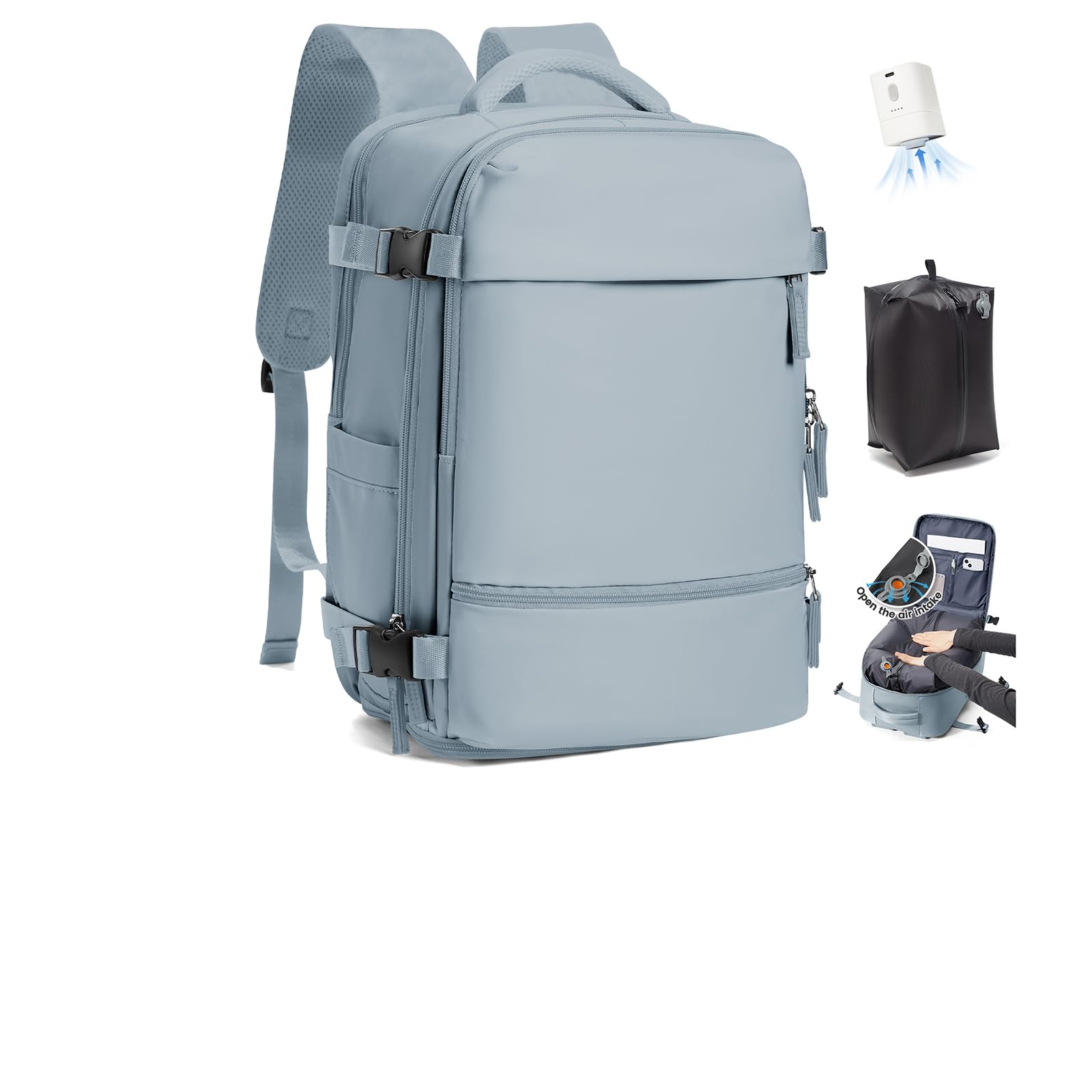 SZLX Zaino Ryanair 40x30x20 Sottovuoto con pompa Zaino Ryanair 40x20x25 Sottovuoto Bagaglio a Mano 40x30x20 Wizzair Zaino da Viaggio 45x36x20 Easyjet Donna Zaino Casual Laptop 14 Pollici Impermeabile