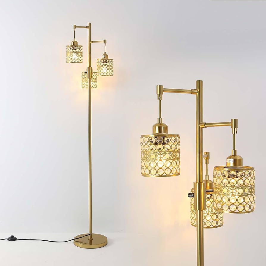 ShuideHua Industrial Floor Lamp,Dimmable Floor Lamp,Gold