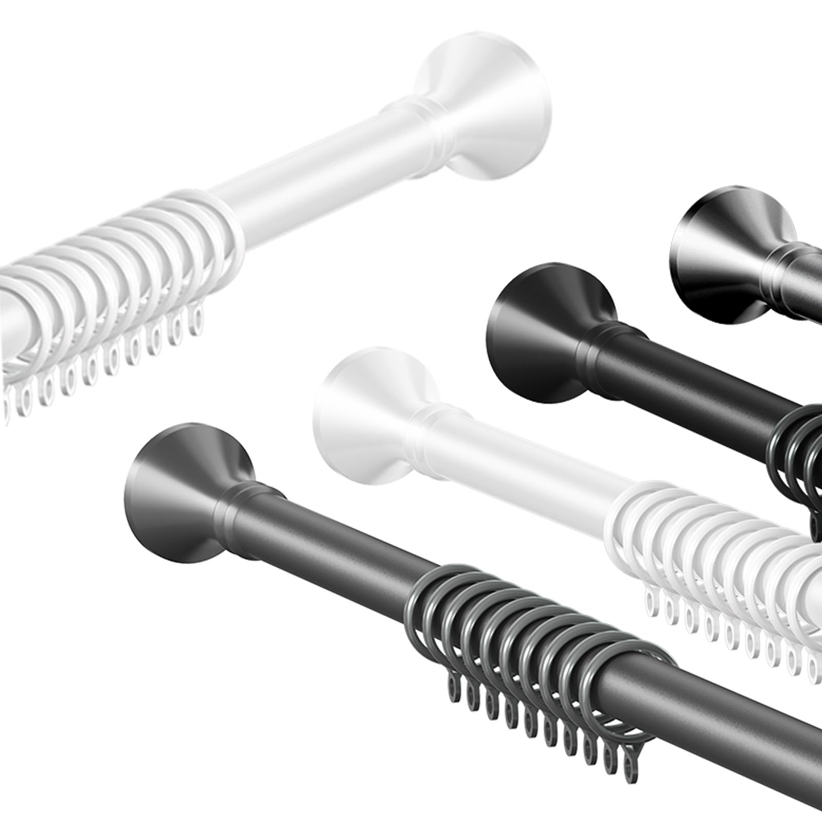 GLDYTVF NoDrill Curtain Rod 40500cm Adjustable Tension Rod for Shower CurtainsKitchens ClosetsWhite (160250cm / 6398in)