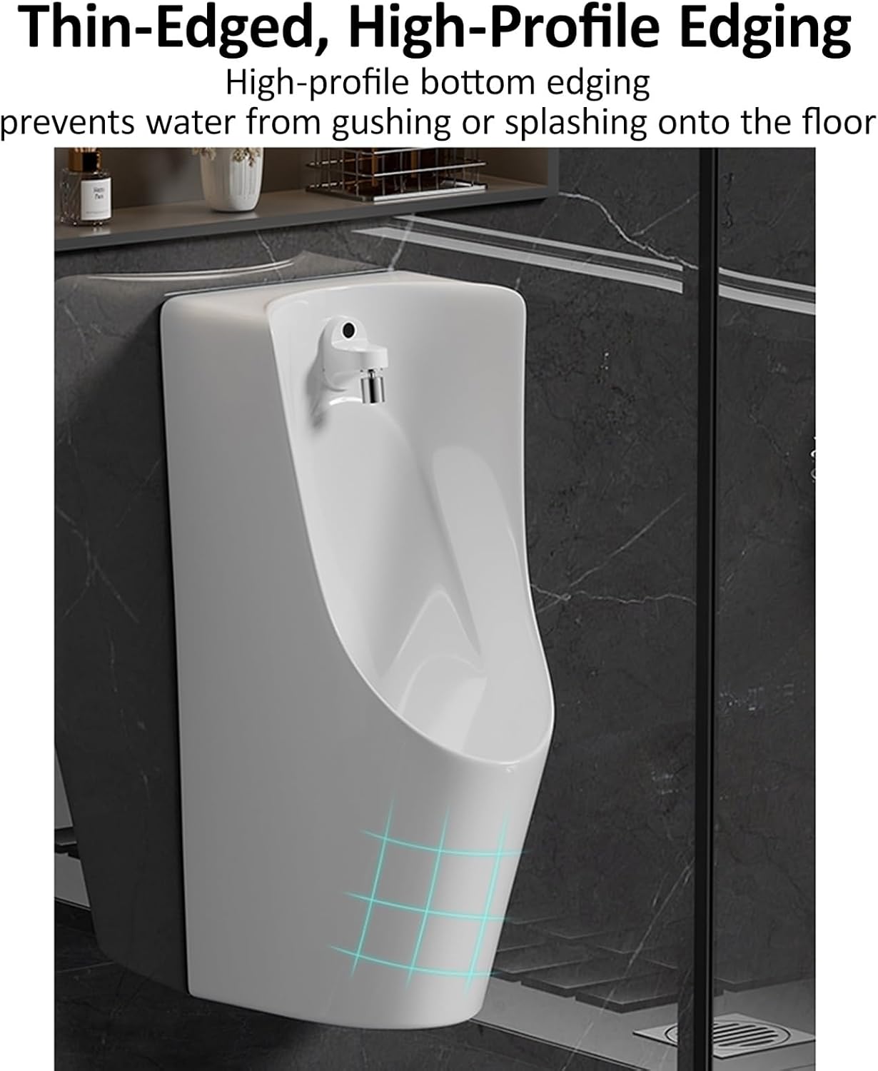Wall Mounted Urinals for Men Commercial Washout Urinal Induction Adult Urinal Hanging Urinal with Flush Valve for Small Bathrooms Restrooms Home Hotel