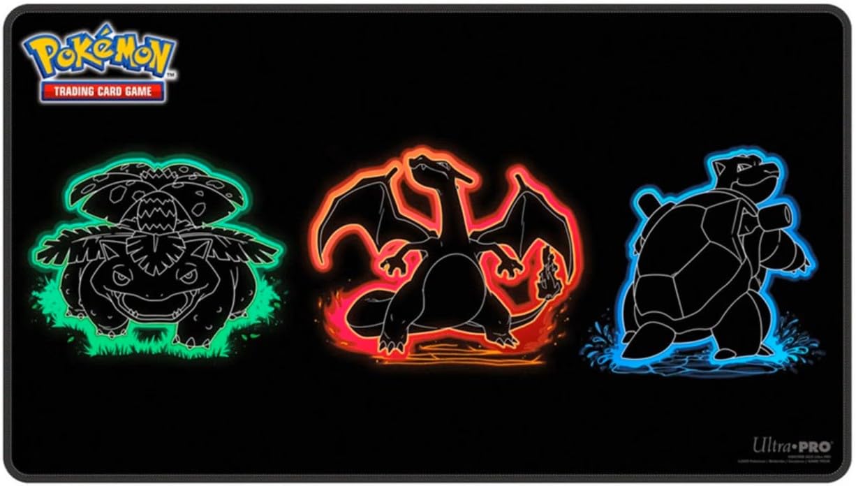 BB-Toy-Trades Compatible with Pokemon TCG Playmat Play Mat Mousepad Table Mat Neon Kanto Glurak Turtok Bisaflor — image 1