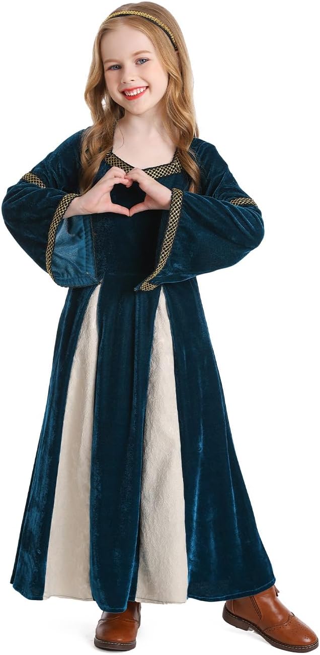 Girls Ren Faire Dress Medieval Renaissance Costumes Victorian Cosplay Halloween Outfits
