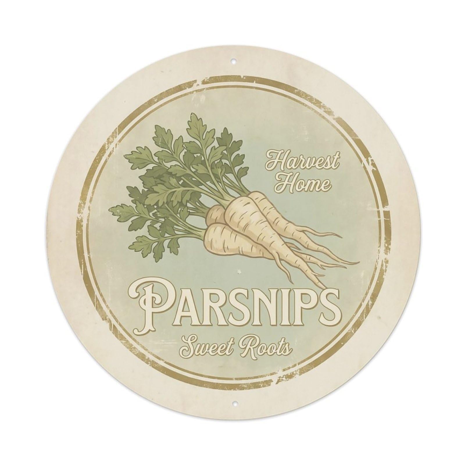 Cxhjca 8X8inch(20X20cm) Vintage Cottagecore Garden Parsnips Cream Roots Metal Tin Sign