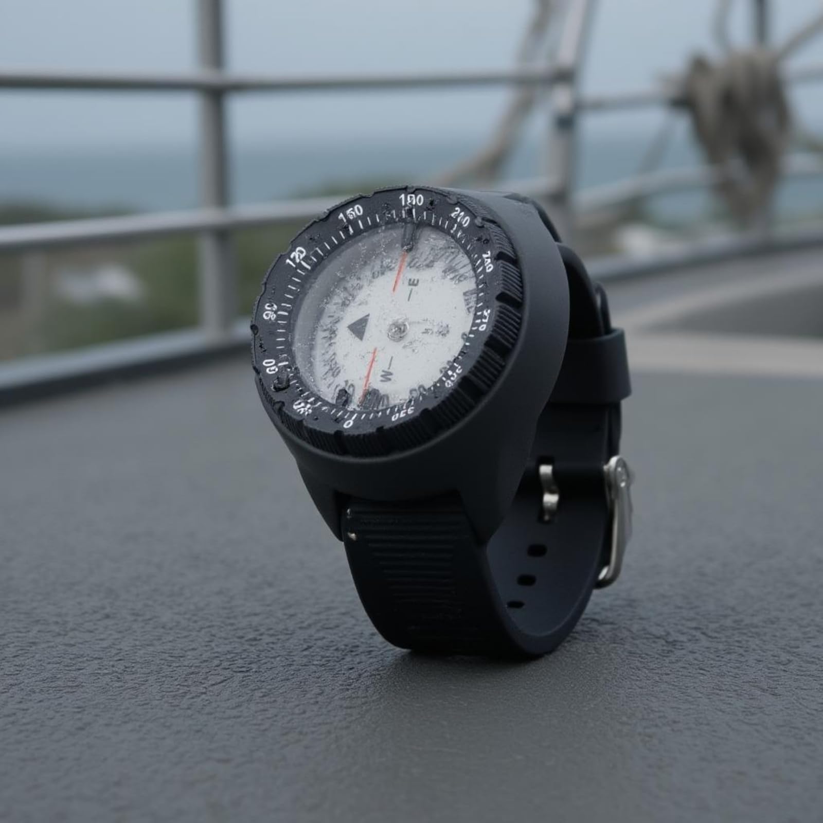 LOVIVER Brújula de Buceo Reloj Brújula Instrumento de Navegación Bisel Moleteado Esfera Redonda Correa Ajustable Hebilla Metálica Material Adecuado para Buceo y Actividades Acuáticas