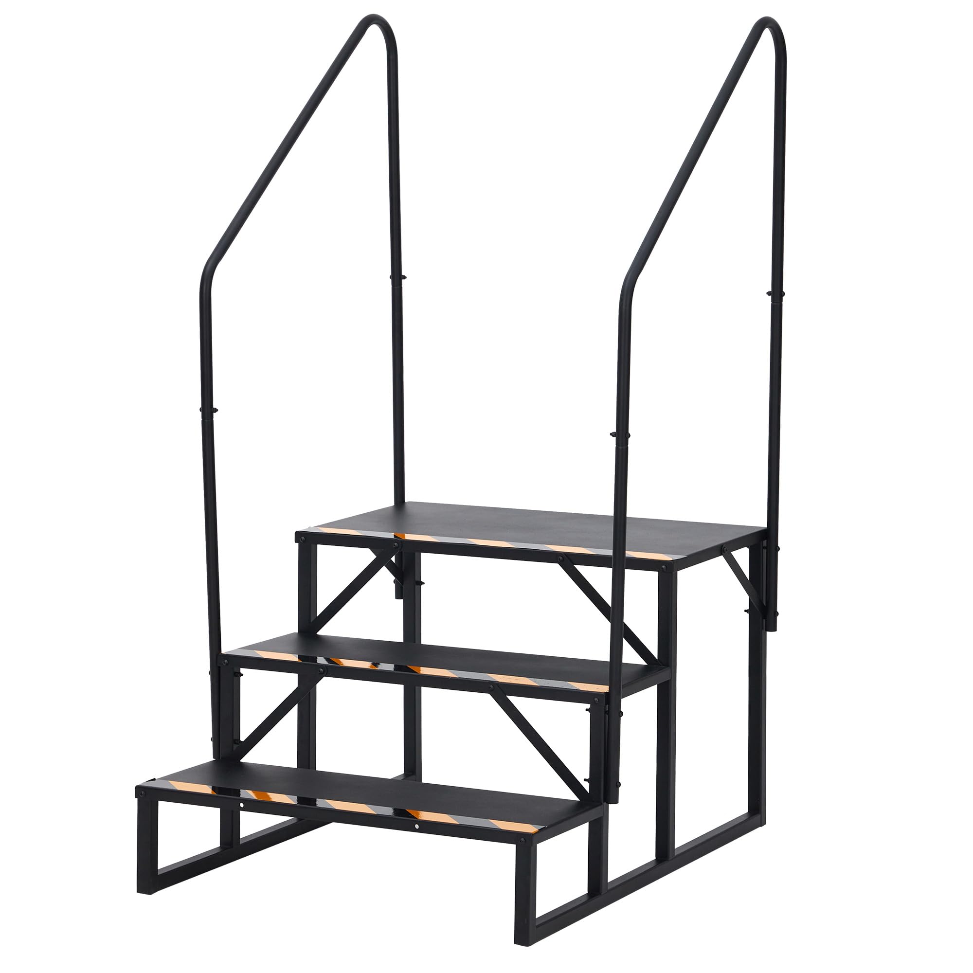 Marchepied extensionérieur pour Camping-Car, 3 marches bilatérales avec Main Courante – antidérapant, Robuste, supporte jusqu'à 300 kg, idéal Caravane, remorque, Spa, Porche, lit Haut –