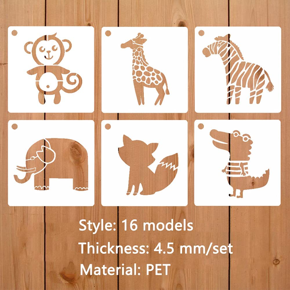 20 Pochoirs Réutilisables Pour Peinture - Motifs Animaux, Lettres, Pour Enfants, Art, Déco, Cartes