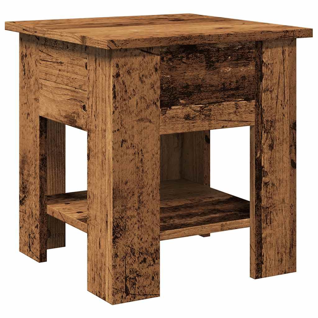 Mesa de café de madera vieja, 40 x 40 x 42 cm, hecha de madera, con capacidad de carga de 60 kg, moderna mesa auxiliar para salón, balcón y dormitorio, mesa de centro con espacio de