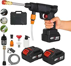 Lavadora Portátil de Alta Pressão 96V - 2 Baterias Recarregáveis + Maleta Kit Completo de Acessórios para Todo o Brasil Ideal para Limpeza de Carros Calçadas e Mais