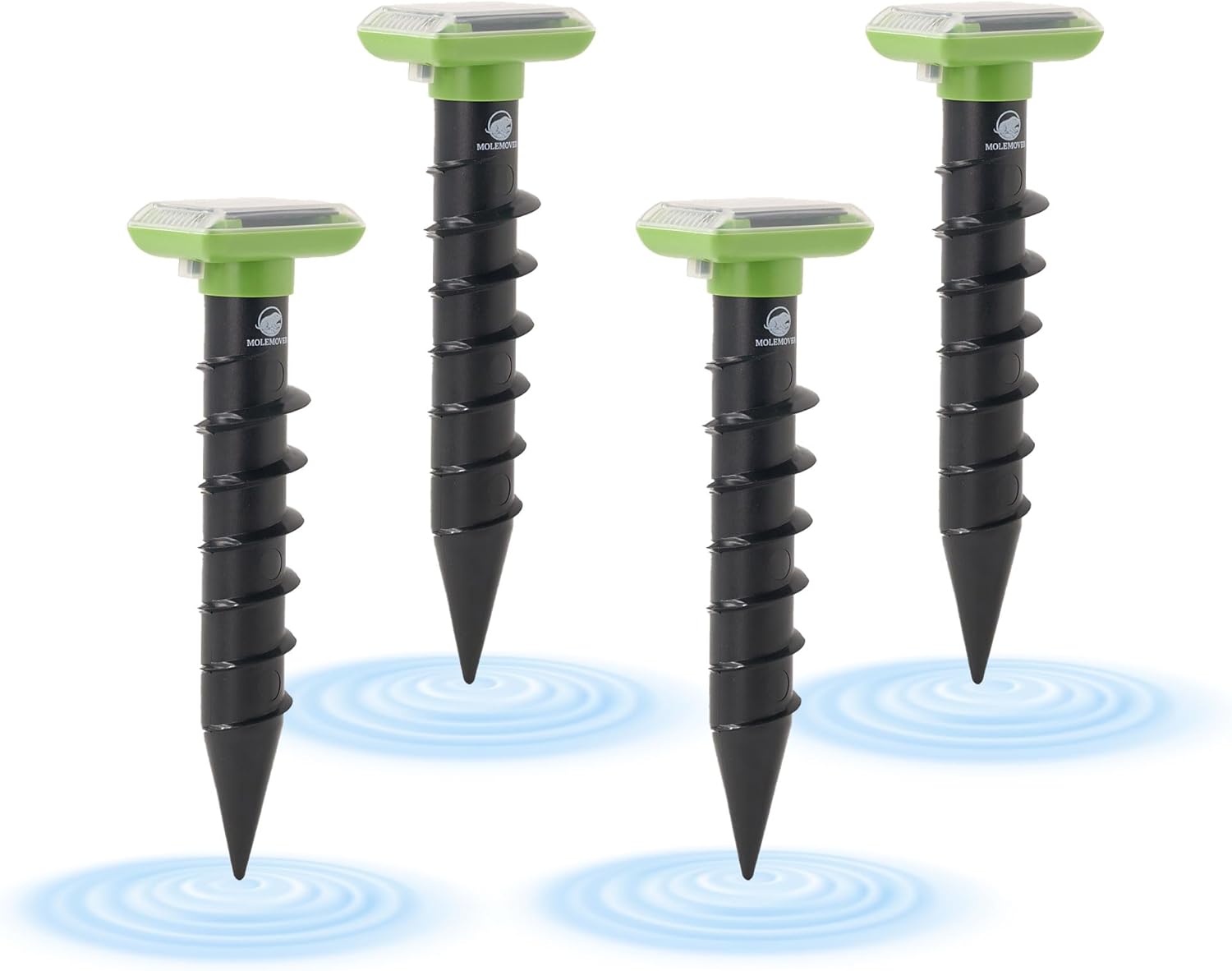 Solar Garden Device – 4 Pack, IP66 Waterproof,Solar Powered, Rechargeable, Covers up to 75 sq. ft., Quick 2-Hour Charge, 8–10 Hours Operation, Lawn & Garden – eco-Friendly Lawn Spikes,