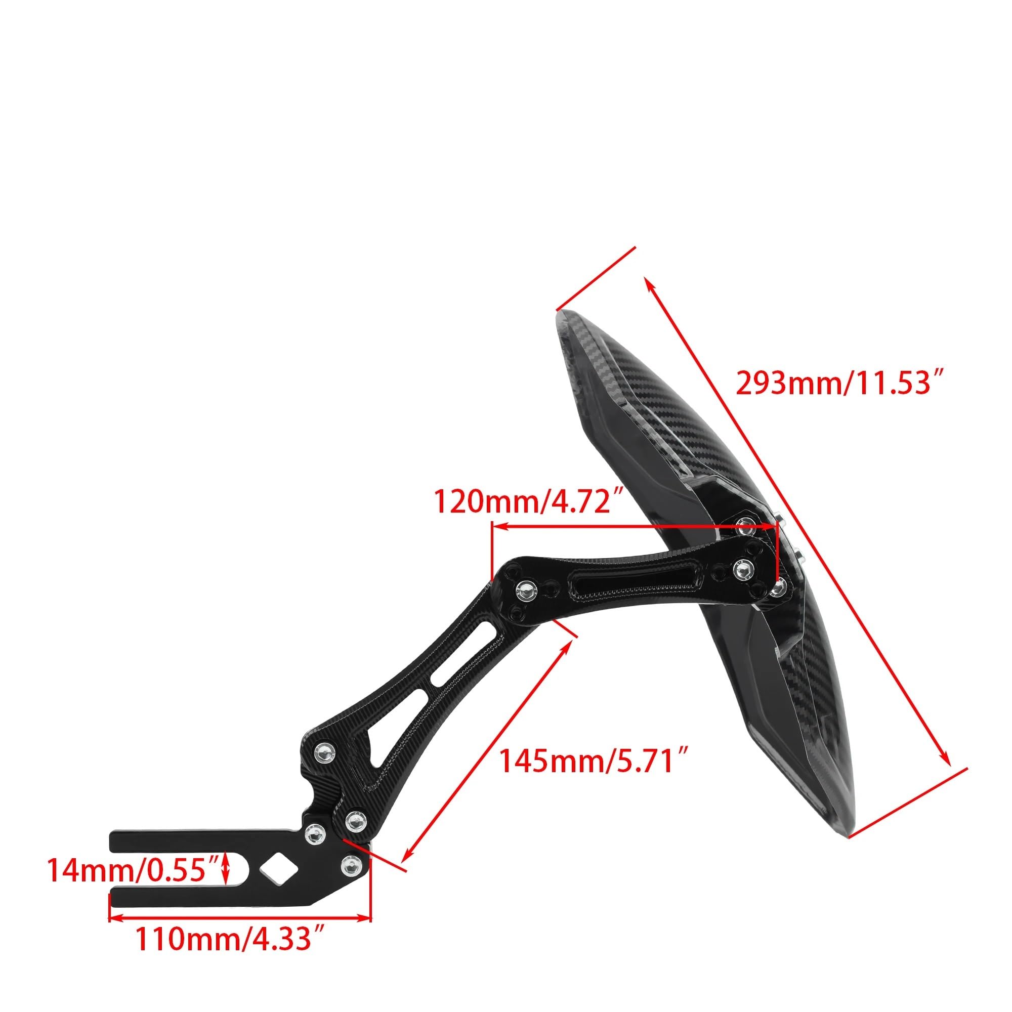 Parafango moto Per moto imitazione ruota regolabile in fibra di carbonio per parafango per Yamaha per Honda per Suzuki per scooter(Nero)